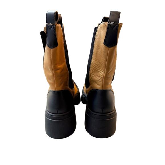 Free People Maren Mid Chelsea Boots Tan & Black Leather Lug Sole EU 39.5 NEW - Picture 7 of 9